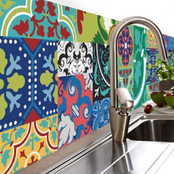 Crédence adhésive design en PVC Jade - L. 200 x l. 40 cm - Multicolore