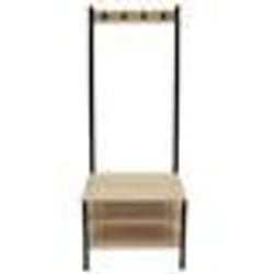 The Home Deco Factory - Meuble dentrée en MDF 3 étagères 4 accroches - L.60 x H.175 cm - Noir