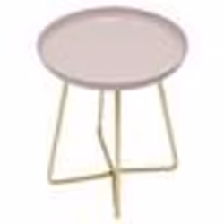 The Home Deco Factory - Table dappoint en métal design Glossy - Diam. 40 x H. 48 cm - Rose pastel