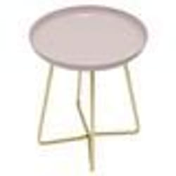 The Home Deco Factory - Table dappoint en métal design Glossy - Diam. 40 x H. 48 cm - Rose pastel