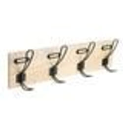 The Home Deco Factory - Porte-manteau mural 4 accroches en MDF et Métal - L.48xH.14 cm - Noir
