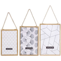 3 Cadres photo à suspendre design Gold Home