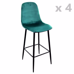 Lot de 4 Tabourets de bar en velours vintage Inoui