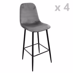 Lot de 4 Tabourets de bar en velours vintage Inoui