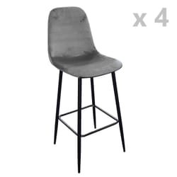 Lot de 4 Tabourets de bar en velours vintage Inoui