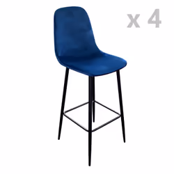 Lot de 4 Tabourets de bar en velours vintage Inoui