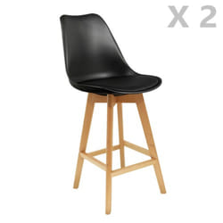 2 Tabourets de bar en bois scandinaves Home Factory
