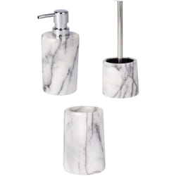 Toilinux - Set d'accessoires de salle de bain design marbre Onyx