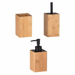 Toilinux - Set accessoires de salle de bain design bambou Padua - Marron