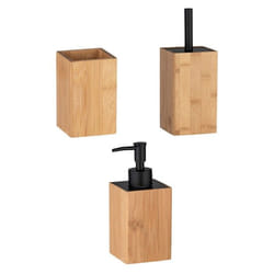 Toilinux - Set accessoires de salle de bain design bambou Padua - Marron