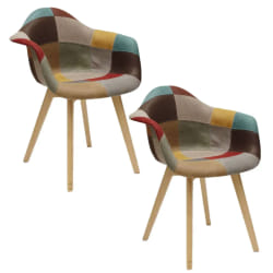 Toilinux 2 Fauteuils Scandinave Patchwork Marron
