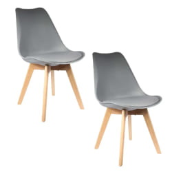 Toilinux Lot de 2 Chaises Cocooning Gris