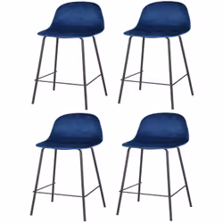 Lot de 4 Tabourets de bar design velours Ima