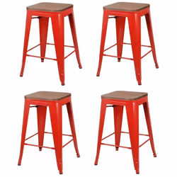 Lot de 4 Tabourets de bar vintage Liv