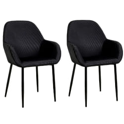 Toilinux Lot de 2 Fauteuils de table Giulia Noir