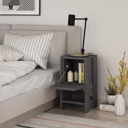 Toilinux 103194 Table de nuit et table de chevet Anthracite, Gris