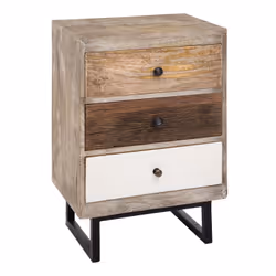 Lot de 2 tables de chevet 3 tiroirs - H.73 cm - Multicouleur