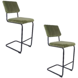Lot de 2 Tabourets de bar cantilevers design effet velours Keen