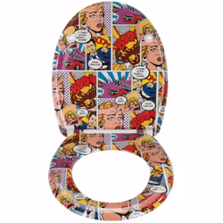L'abattant WC premium aux finitions exclusives Pop-art antibactérien de WENKO décore les toilettes avec son motif ludique. Re ...