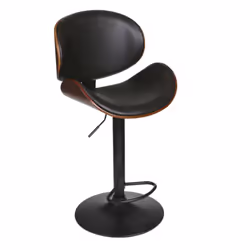 Chaise de Bar Reno - Hauteur réglable - effet Bois et Noir