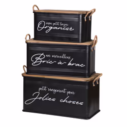 Lot de 3 boites de rangement en métal