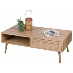 Table basse Bali avec 1 tiroir et 1 niche de rangement