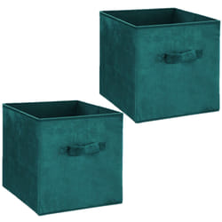 Lot de 2 Boites de rangement design velours Mix n' modul - L. 31 x l. 31 cm - Bleu Canard