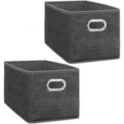 Toilinux - Lot de 2 Boîtes de rangement Largeur 15 x Hauteur 31 cm - Gris foncé chiné