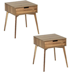 Lot de 2 Tables de chevet Acina, en bois d'Acacias avec 1 tiroir