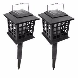 Lot de 2 Lampes LED solaires à planter - Anti-moustique - Noir