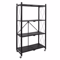 Etagère pliable 4 niveaux en fer et Polypropylène - Noir