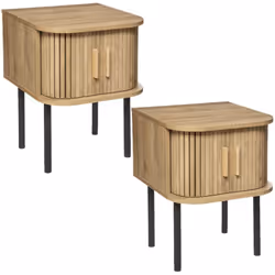 Apportez une touche d'élégance à votre intérieur avec cette table de chevet Colva et le jolie détail de ses 2 portes coulissa ...