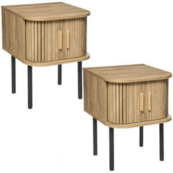 Toilinux - Lot de 2 Tables de chevet 2 portes Colva