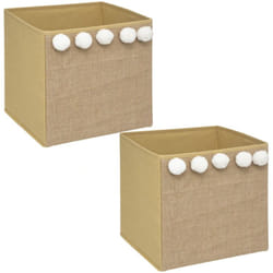 Toilinux L514803 Boîte de rangement Marron, Blanc