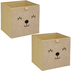 Toilinux - Lot de 2 Boîtes de rangement enfant effet jute Animal