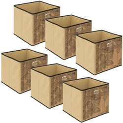 Lot de 6 Boîtes de rangement imprimé tropical en bambou et tissu Blackflora