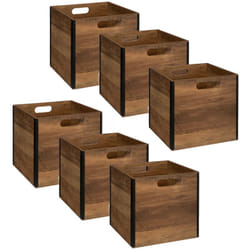 Lot de 6 Boîtes de rangement design en MDF effet bois - marron et noir