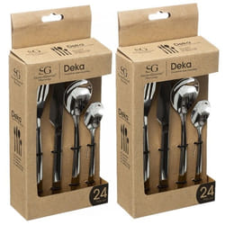 Toilinux - Lot de 2 Ménagères Deka en Acier inoxydable - 48 pièces - Argent