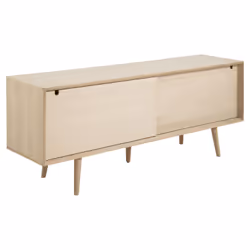 Buffet 5 tiroirs et 2 portes coulissantes en panneaux de particules - Beige