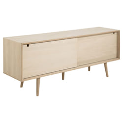 Buffet 5 tiroirs et 2 portes coulissantes en panneaux de particules - Beige