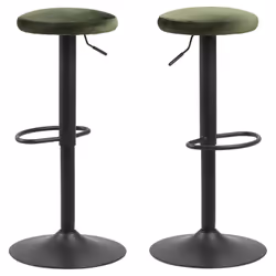 Lot de 2 Tabourets de bar Finch avec repose pieds et hauteur réglable en tissu et métal