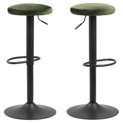 Lot de 2 Tabourets de bar Finch avec repose pieds et hauteur réglable en tissu et métal