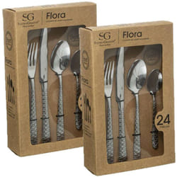 Lot de 2 Ménagères Flora en Acier Inoxydable - 48 Couverts