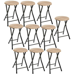 Lot de 10 Tabourets pliants en métal et mdf