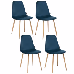Lot de 4 Chaises en polyester effet velours et pieds en fer