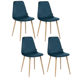 Lot de 4 Chaises en polyester effet velours et pieds en fer