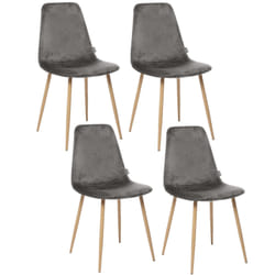 Lot de 4 Chaises en polyester effet velours et pieds en fer