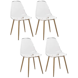 Lot de 4 Chaises Thao en polycarbonate - Transparent et Beige