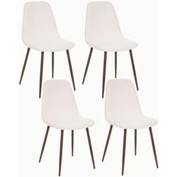 Lot de 4 Chaises confortables en polyester effet bouclette et pieds en fer