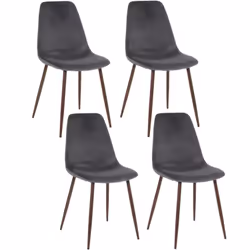Lot de 4 Chaises confortables en polyester effet velours et pieds en fer